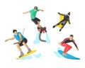 Vector drawing jumping extremesilhouettes illustration life skateboard set speed skydiver skateboarder roller skate