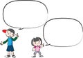 Vector drawing kids talk with speech bubble