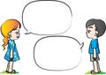 Vector drawing kids talk with speech bubble