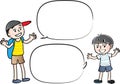 Vector drawing kids talk with speech bubble