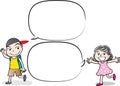 Vector drawing kids talk with speech bubble