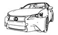 Vector drawing Lexus GS made in black contour lines on a white background. Royalty Free Stock Photo