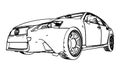 Vector drawing Lexus GS made in black contour lines on a white background.