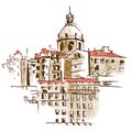 Vector Drawing of Lisbon, Portugal Royalty Free Stock Photo