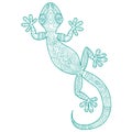 Vector drawing of a lizard gecko with ethnic patterns