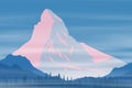 Vector drawing of Matterhorn, Alps. Traveling in the mountains, climbing.
