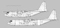 Lockheed Martin C-130J Super Hercules. Vector drawing of military transport aircraft. Royalty Free Stock Photo