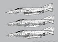 McDonnell Douglas F-4E Phantom II. Vector drawing of multirole fighter. Royalty Free Stock Photo