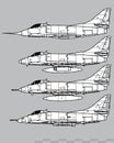 Douglas A-4 Skyhawk. Vector drawing of navy attack aircraft