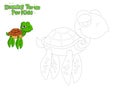 Vector Drawing and Paint Cute Cartoon Turtle. Educational Game for Kids. Vector Illustration With Cartoon Style Funny Sea Animal Royalty Free Stock Photo