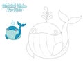 Vector Drawing and Paint Cute Cartoon Whale. Educational Game for Kids. Vector Illustration With Cartoon Style Funny Sea Animal Royalty Free Stock Photo
