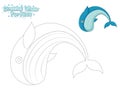 Vector Drawing and Paint Cute Cartoon Whale. Educational Game for Kids. Vector Illustration With Cartoon Style Funny Sea Animal Royalty Free Stock Photo