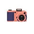 Vector drawing photo camera color coral plus blue on white background