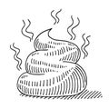 vector drawing of a Pile Of Shit with Cartoon Smelling Lines. Black-and-White sketch on a transparent background .