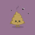 Vector drawing poop with flies.icon eps10