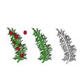 Vector drawing set leaves plant branch. Bright design element. Use as a sticker, decorative idea. Christmas and New Year elements Royalty Free Stock Photo