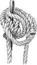 Knotted rope of the rigging of a sailing ship