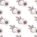 vector drawing seamless pattern with passion fruit and flower Royalty Free Stock Photo