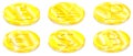 Vector drawing of set golden coins with various currency symbols