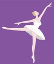 Vector drawing of silhouette graceful dancing ballerina