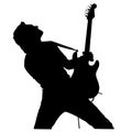 Silhouette of man with electric guitar. Royalty Free Stock Photo