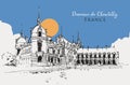 Drawing sketch illustration of the Domaine de Chantilly in France Royalty Free Stock Photo