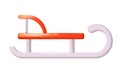 Vector drawing of a sled in a flat style, isolated on white background. Children's sleds for sliding down the slide