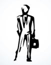 Vector drawing. Standing businessman sign