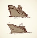 Vector drawing. Steamship Royalty Free Stock Photo