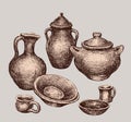 Set of different clayware Royalty Free Stock Photo