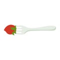 Vector drawing of a strawberry on a fork flat design illustration Royalty Free Stock Photo