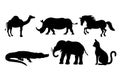 vector drawing style of animals suilhouette big set collection Royalty Free Stock Photo