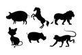 vector drawing style of animals suilhouette big set collection Royalty Free Stock Photo