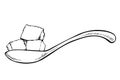 Vector drawing of sugar cubes in a spoon