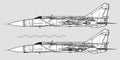 Mikoyan MiG-25 Foxbat. Vector drawing of supersonic interceptor.