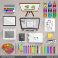 Vector drawing tools style. set 10