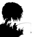 Vector drawing. Tree at the lake Royalty Free Stock Photo