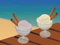 Vector drawing of two ice creams