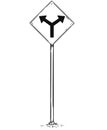 Drawing of Two Ways Arrow Traffic Sign Royalty Free Stock Photo