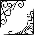 Vector drawing of the vintage architectural details in shape of decorative corners