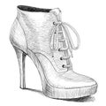 Vector drawing in vintage style of woman shoes Royalty Free Stock Photo