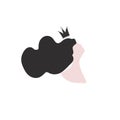 Vector drawing of a woman in a crown. A flat illustration by hand. Profile of the queen