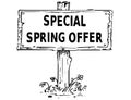 Wooden Sign Board Drawing with Special Spring Offer Text