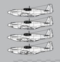 North American P-51 Mustang. Vector drawing of World War 2 fighter.