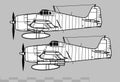 Grumman F6F Hellcat. Vector drawing of world war 2 navy fighter. Royalty Free Stock Photo