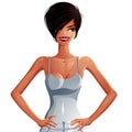 Vector drawing of a young pretty lady with fashionable female haircut Royalty Free Stock Photo