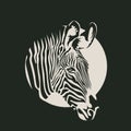 vector drawing of a zebra head in a circle