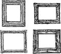 Vector drawings of different wooden decorative frames for pictures
