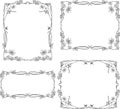 Vector drawings of floral frames from decorative outlines bellflowers and butterflies