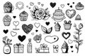 Vector with drawings for valentine's day. sketch set hand drawn design elements for valentines,